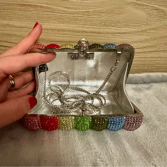 Multicolor Crystal Embellished Clutch - Picture 4 of 6